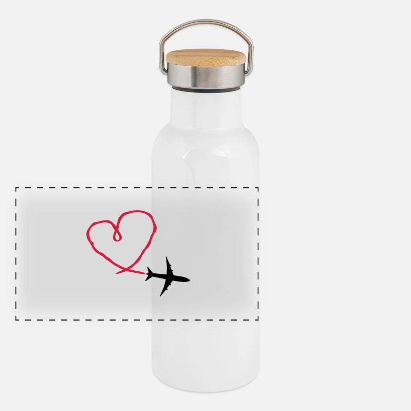 Plane Heart Panorama Thermosflasche mit Bambusdeckel