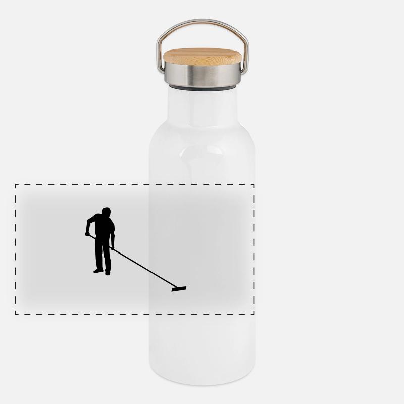 salt worker drawing of saunier salt marsh worker Panoramic Thermal Bottle with Bamboo Lid