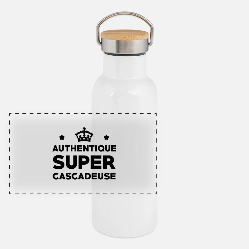 Cascadeur / Cascade / Voiture / Risque / Danger Gourde isotherme avec bouchon en bambou