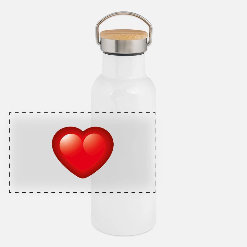 Smiley Heart Panorama Thermosflasche mit Bambusdeckel