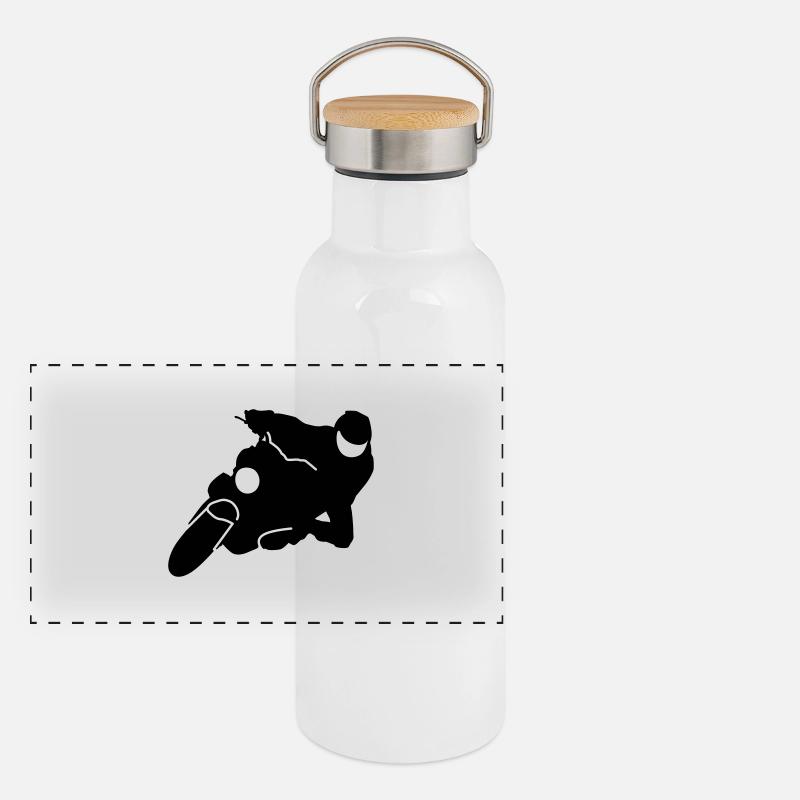 Motorrad Panorama Thermosflasche mit Bambusdeckel
