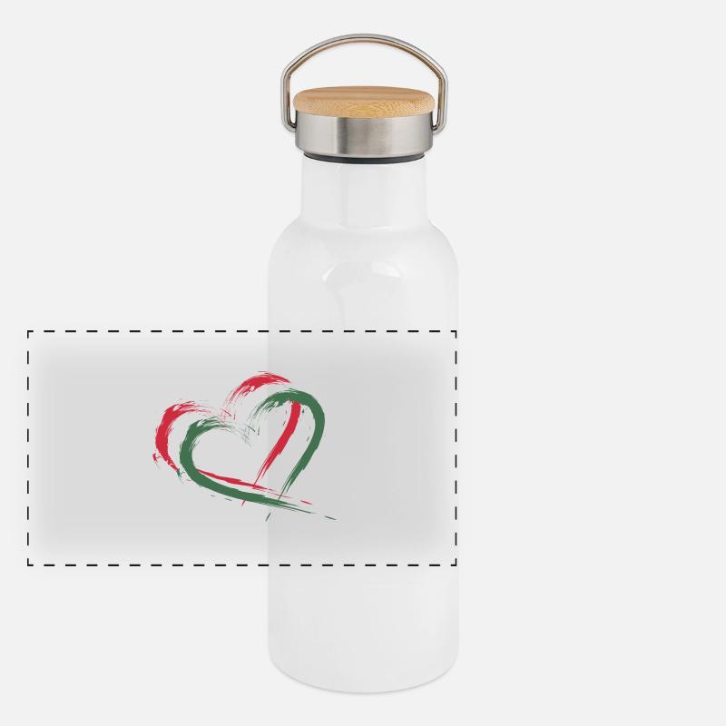 Coeur Brosse drapeau de la Hongrie Gourde isotherme avec bouchon en bambou