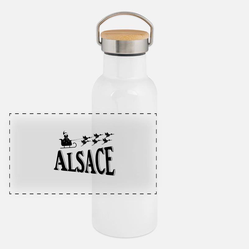 Alsace Cigognes de Noël Gourde isotherme avec bouchon en bambou