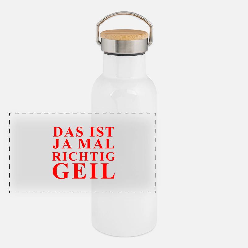 Das ist ja mal richtig geil rot Statement Panorama Thermosflasche mit Bambusdeckel