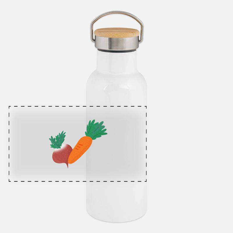 Radieschen & Karotte Panorama Thermosflasche mit Bambusdeckel