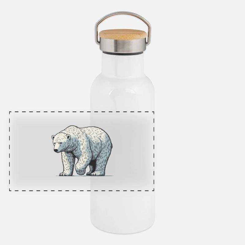 Eisbär Panorama Thermosflasche mit Bambusdeckel