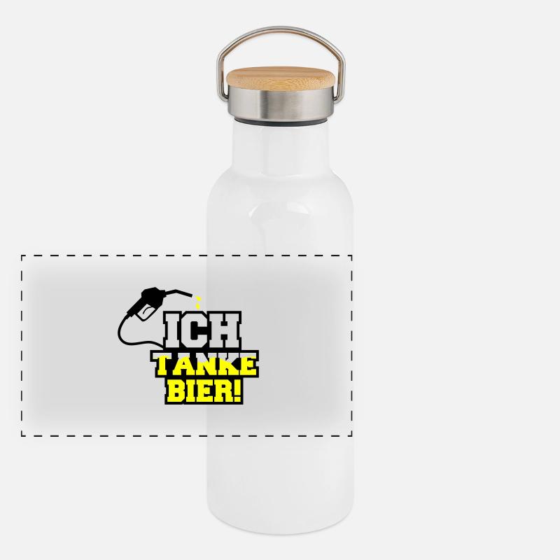 ich tanke bier 01 Panorama Thermosflasche mit Bambusdeckel
