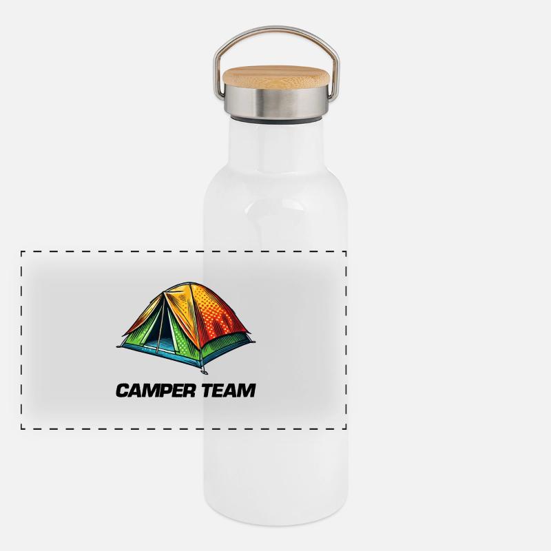 zelt camper Panorama Thermosflasche mit Bambusdeckel