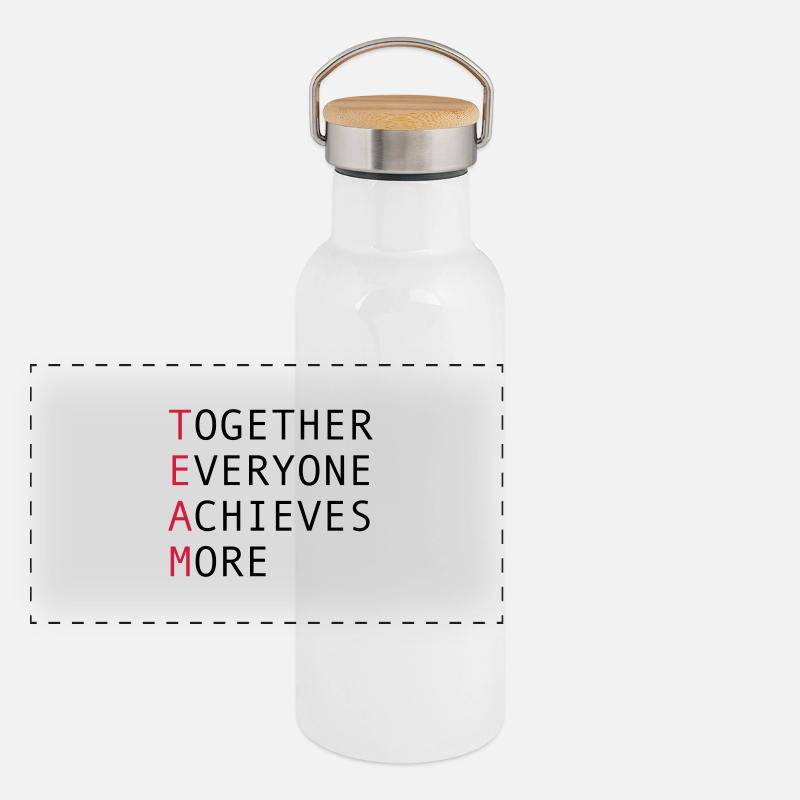 Team - Panorama Thermosflasche mit Bambusdeckel - Weiß