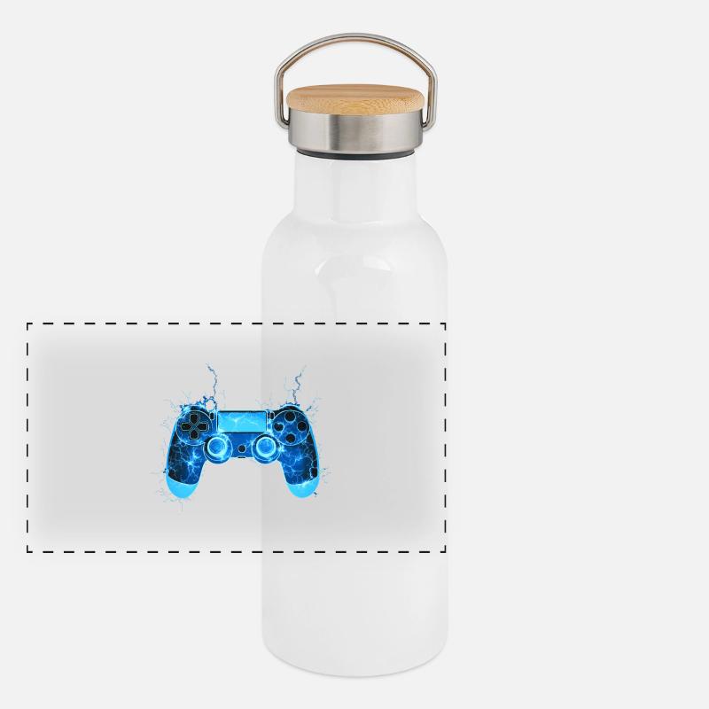 La manette de jeu clignote Cool Gamer Gift Gourde isotherme avec bouchon en bambou