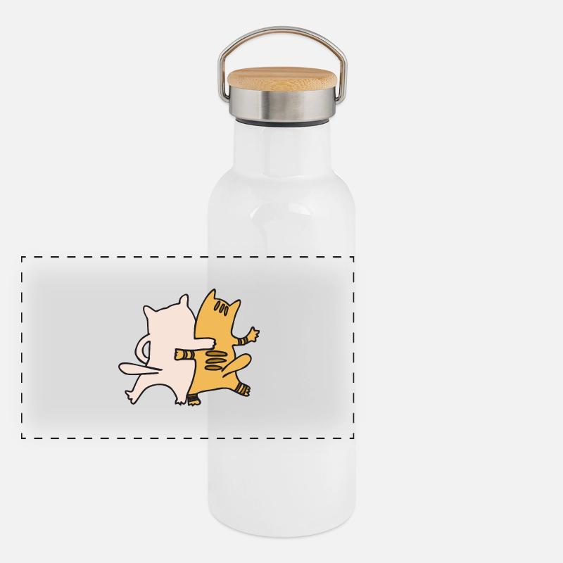 Amis des chats Gourde isotherme avec bouchon en bambou