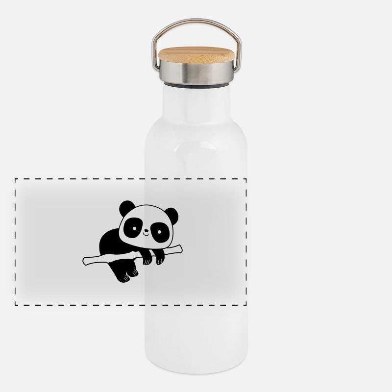 Pandabär Panorama Thermosflasche mit Bambusdeckel