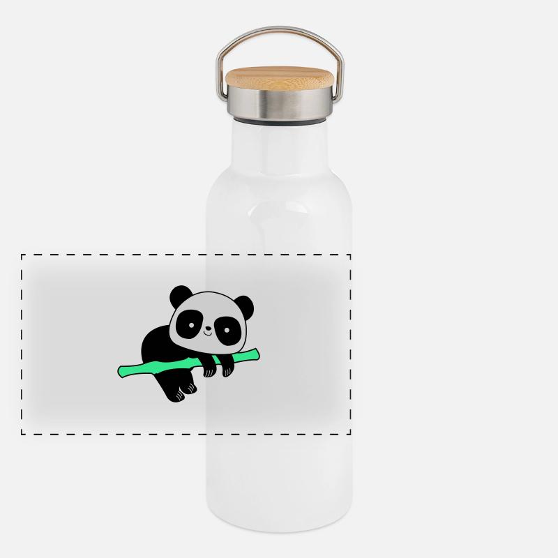 Pandabär Panorama Thermosflasche mit Bambusdeckel
