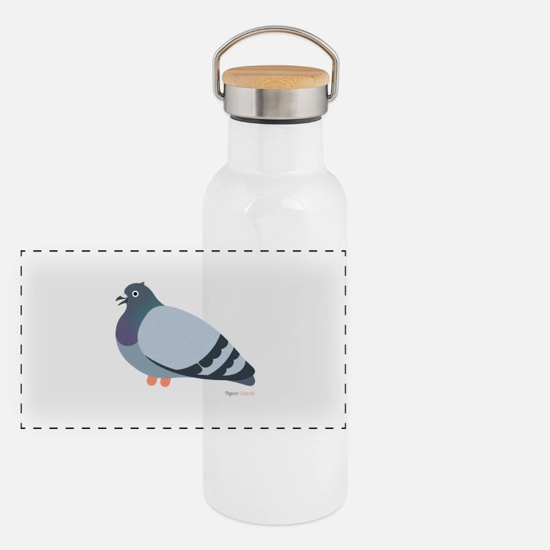 Tauben Vogel Panorama Thermosflasche mit Bambusdeckel