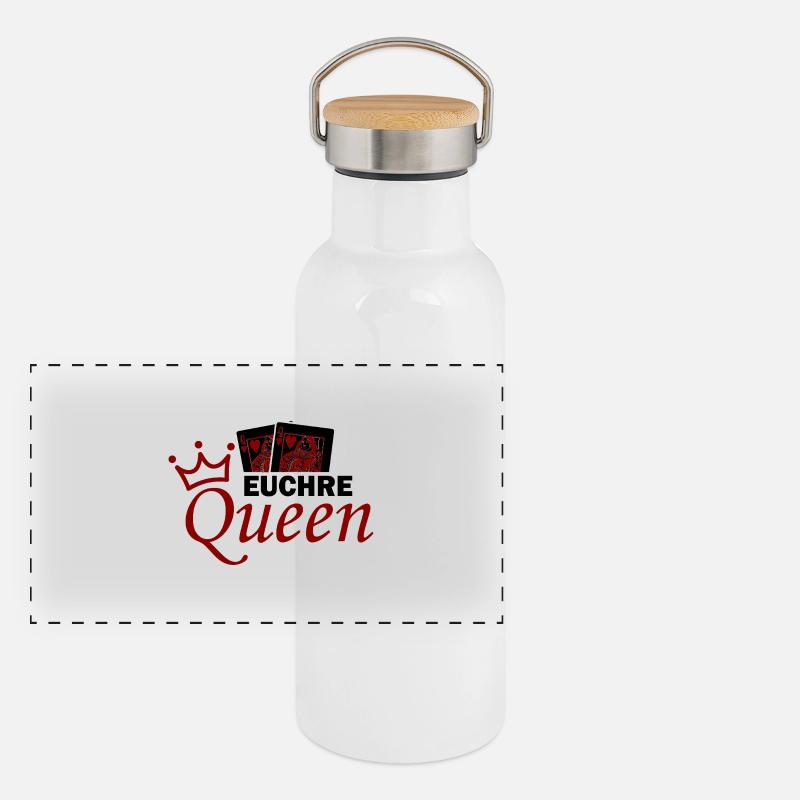 Conception de jeux de cartes Euchre Queen Gourde isotherme avec bouchon en bambou