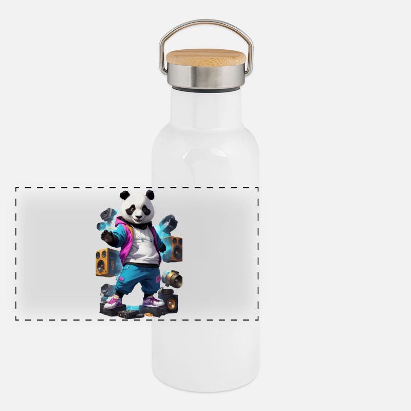 Breakdance Panda Gourde isotherme avec bouchon en bambou