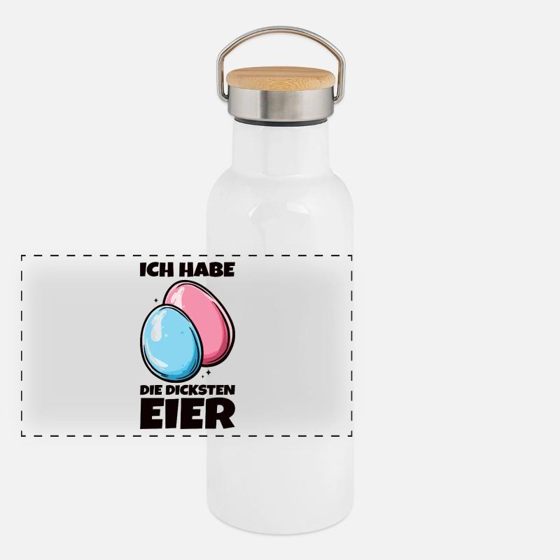Eier Dicke Eier Ostern Spruch Ostereier Panorama Thermosflasche mit Bambusdeckel