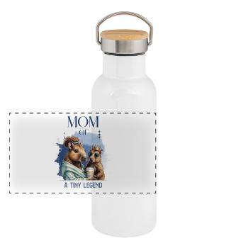 Maman d’un petit roi - Gourde isotherme avec bouchon en bambou - blanc - Devant