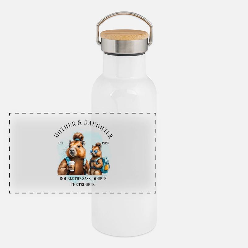 Doppelt so frech – doppelt so wild Panorama Thermosflasche mit Bambusdeckel