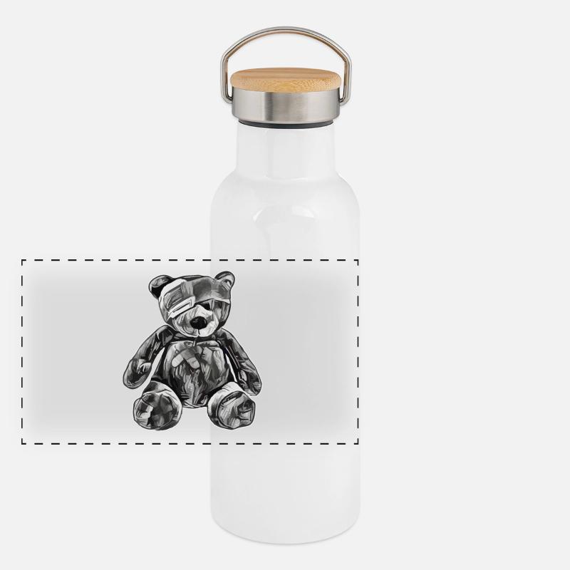 Ours en peluche jouet avec cache-oeil Gourde isotherme avec bouchon en bambou