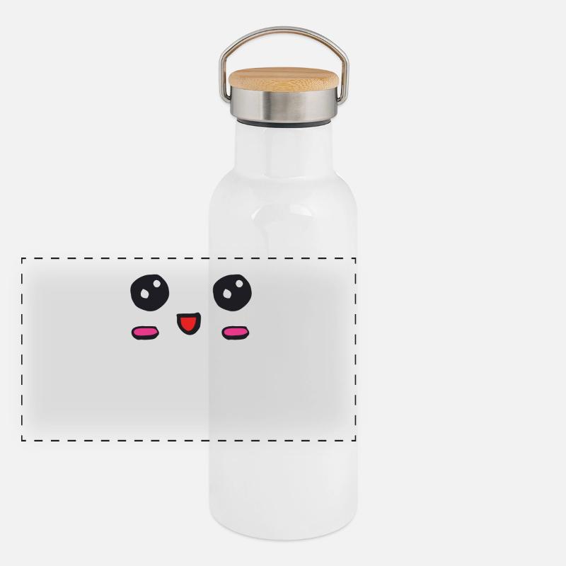 kawaii face with an open smile Panoramic Thermal Bottle with Bamboo Lid