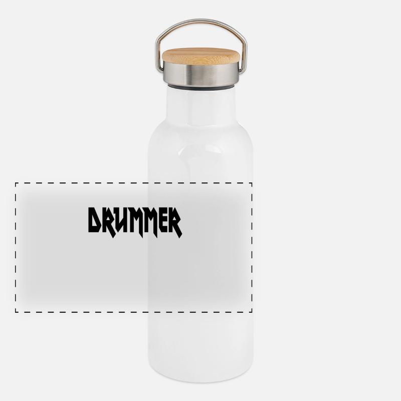 Schlagzeuger Panorama Thermosflasche mit Bambusdeckel