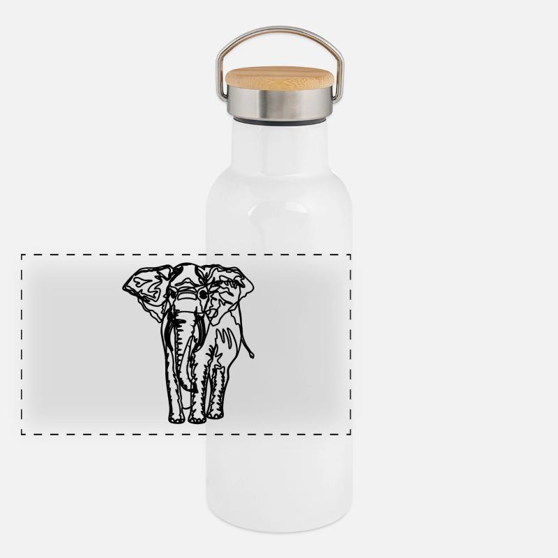 Dessin d’un éléphant Gourde isotherme avec bouchon en bambou