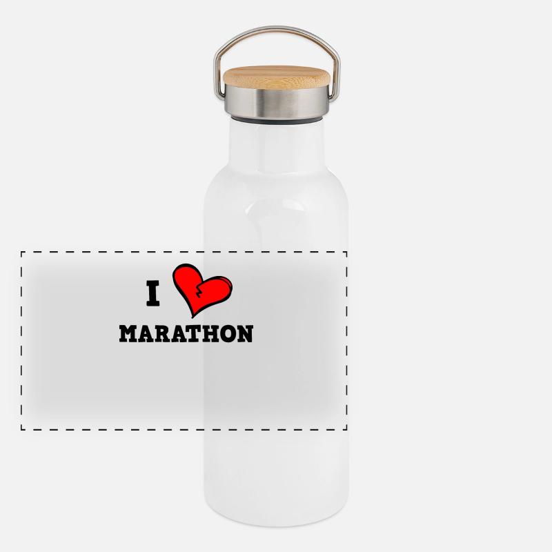 Ich liebe Marathon Panorama Thermosflasche mit Bambusdeckel