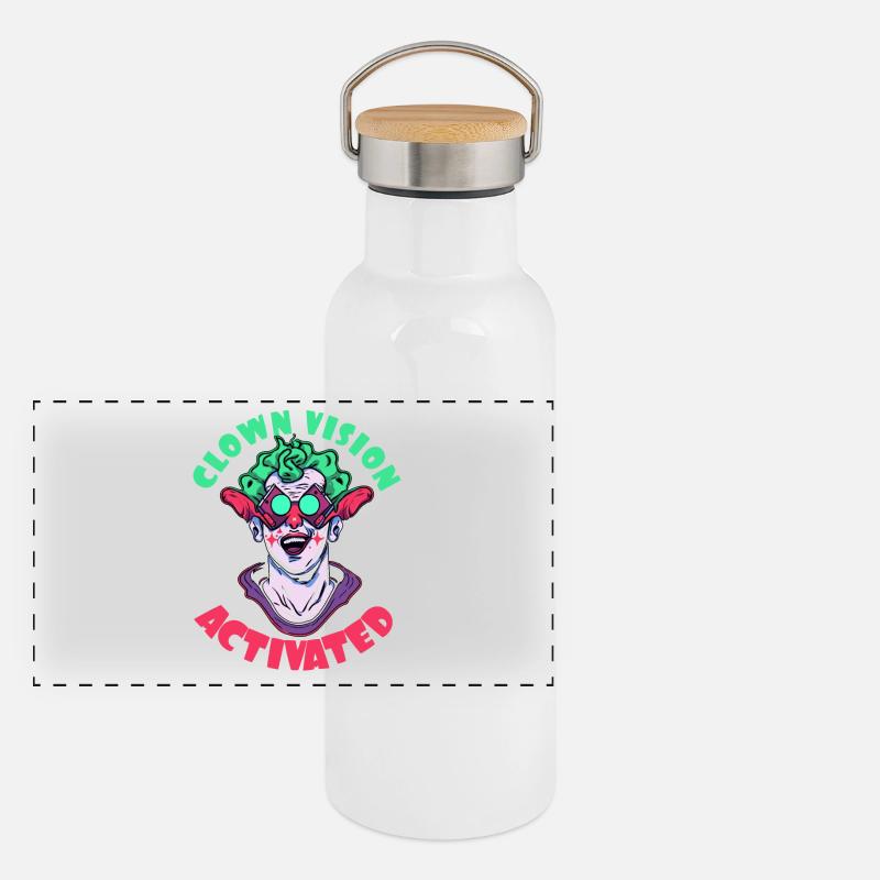 Vue Clown activée Gourde isotherme avec bouchon en bambou