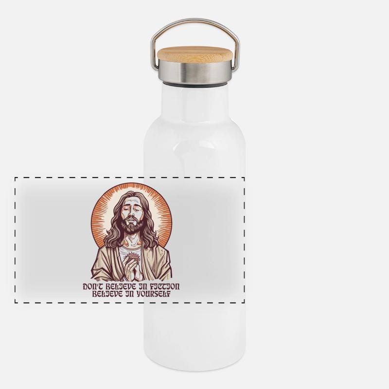 Messiah Jesus Guru Type: Fiction Saying Panoramic Thermal Bottle with Bamboo Lid