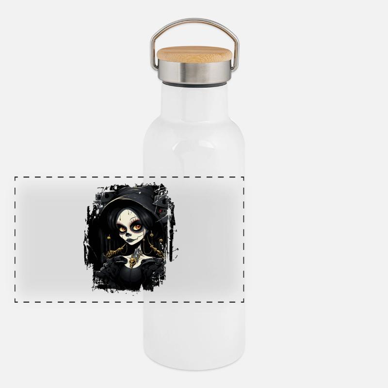 Jolie fille gothique Gourde isotherme avec bouchon en bambou