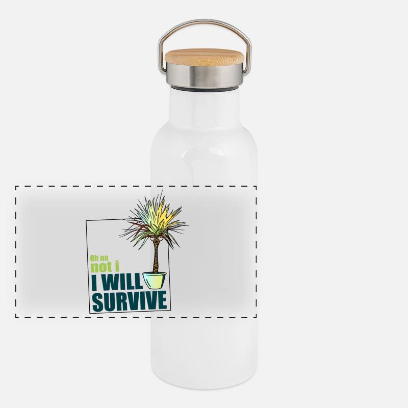 I will survive! - Panorama Thermosflasche mit Bambusdeckel - Weiß