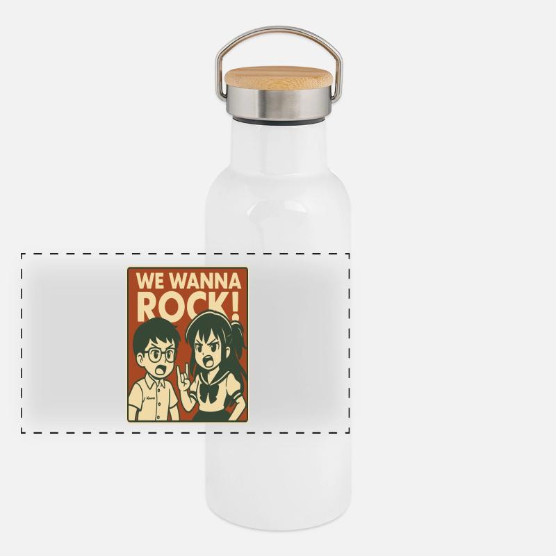 Kinder wollen auch mal rocken Panorama Thermosflasche mit Bambusdeckel