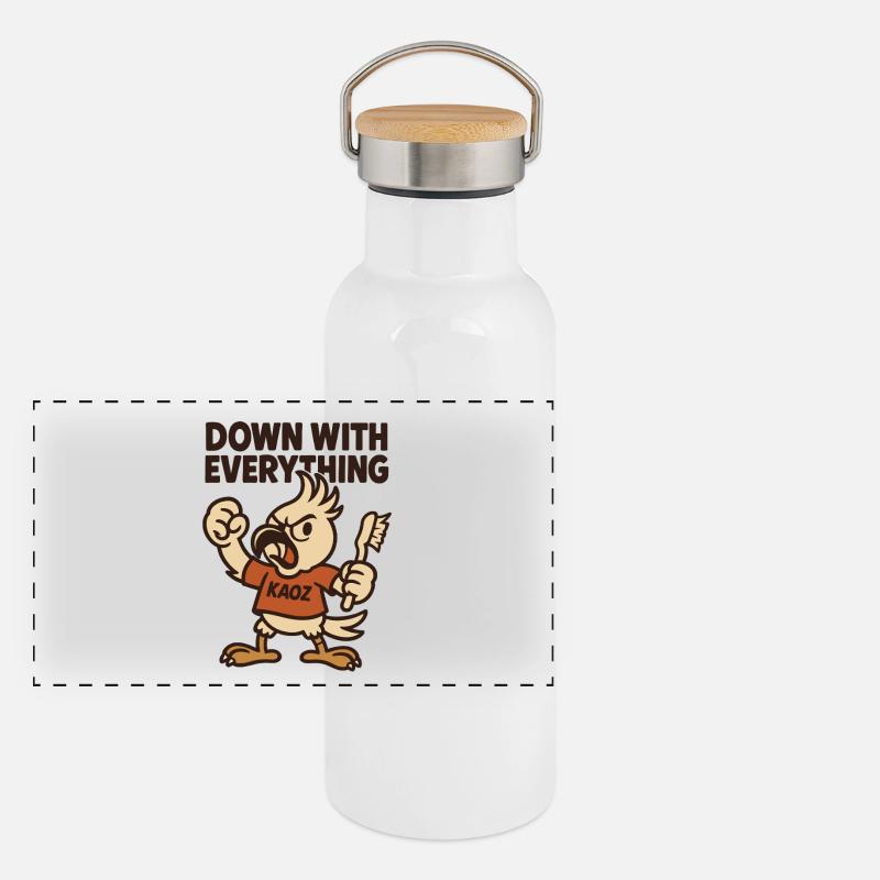 À bas tout : Anarcho-Rage Bird Gourde isotherme avec bouchon en bambou