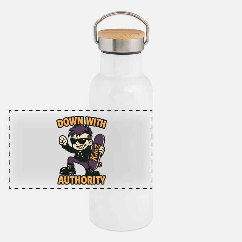 Comic-Skatepunk mit Sonnenbrille Panorama Thermosflasche mit Bambusdeckel
