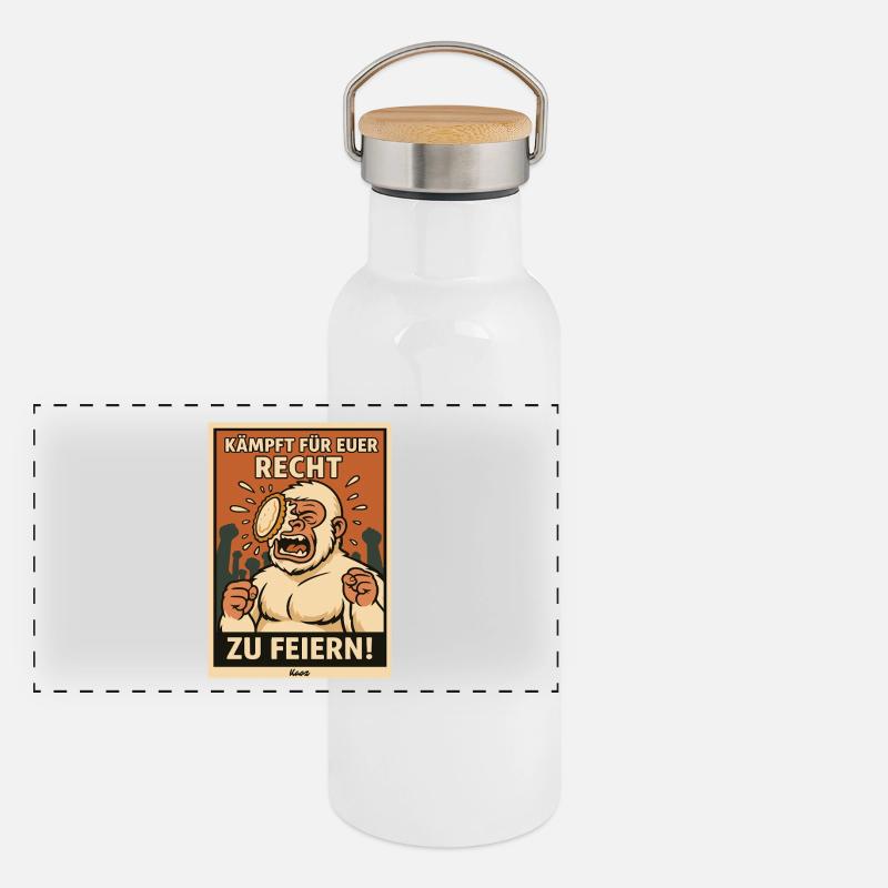 Yeti with cake on his face at a party Panoramic Thermal Bottle with Bamboo Lid