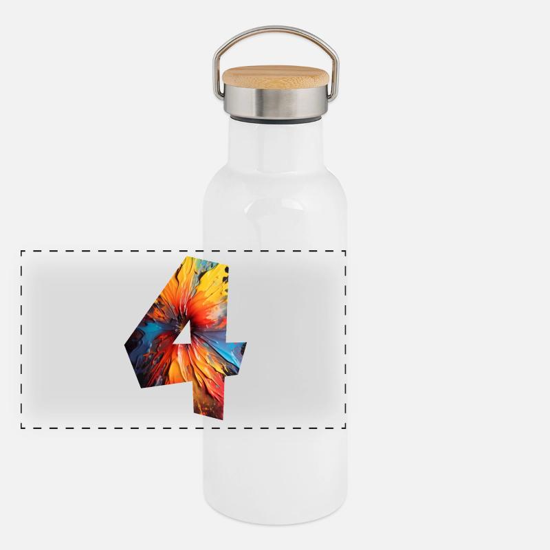 NUMMER 4 JAHRE 4. GEBURTSTAG Panorama Thermosflasche mit Bambusdeckel