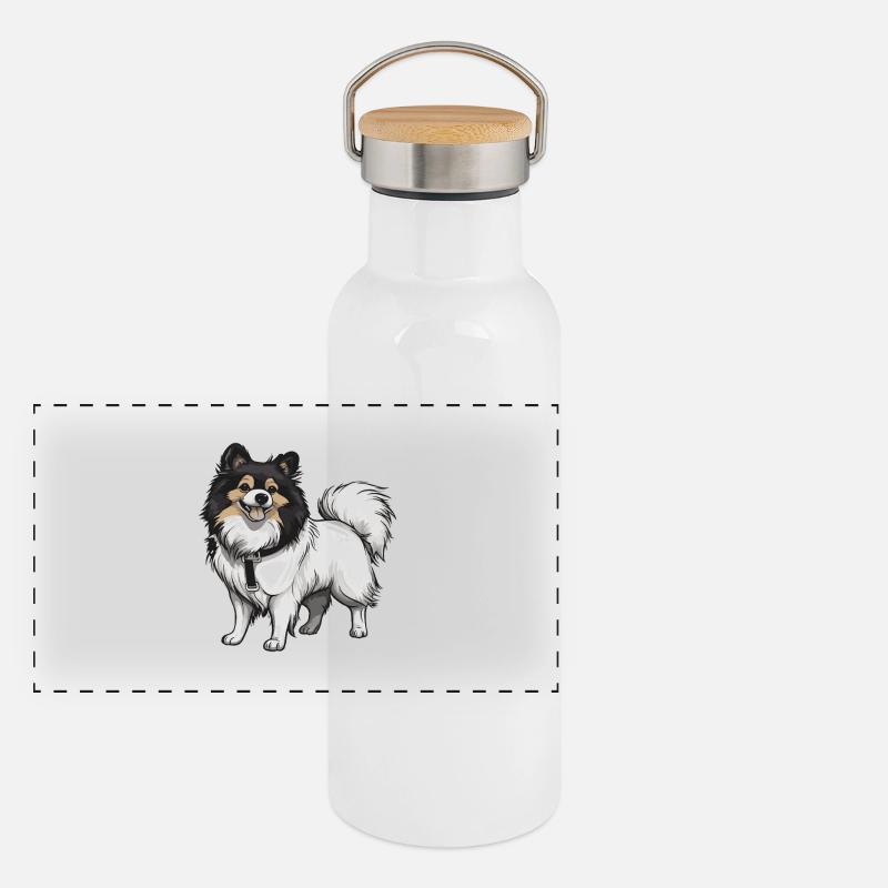 Chien de Poméranie Gourde isotherme avec bouchon en bambou