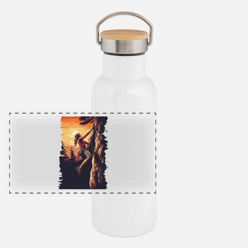 Escalade dans les Alpes : Amour Rock Sunset Gourde isotherme avec bouchon en bambou