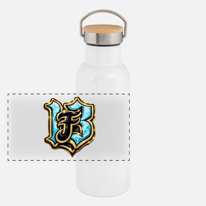 Edelstein-H Monogramm mit Glanzeffekt Panorama Thermosflasche mit Bambusdeckel