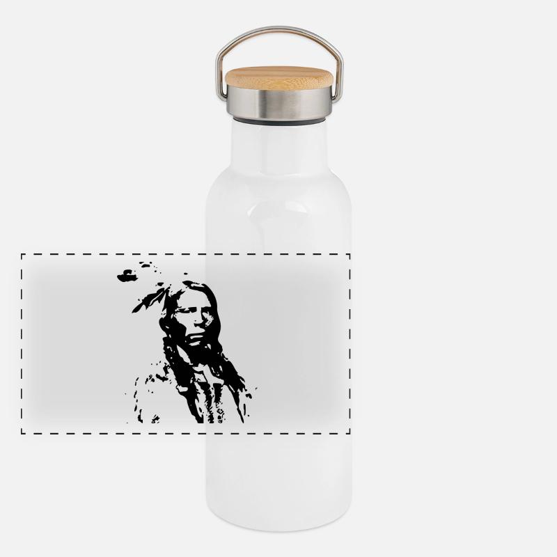 indian indian american tent tent teepee tomahawk Panoramic Thermal Bottle with Bamboo Lid