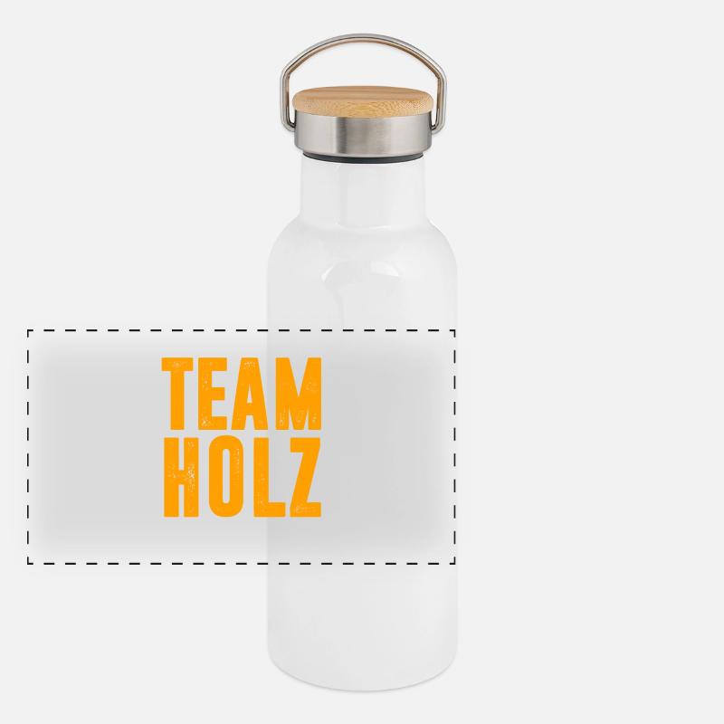 TEAM HOLZ / WALD / KETTENSÄGE / GESCHENK Panorama Thermosflasche mit Bambusdeckel