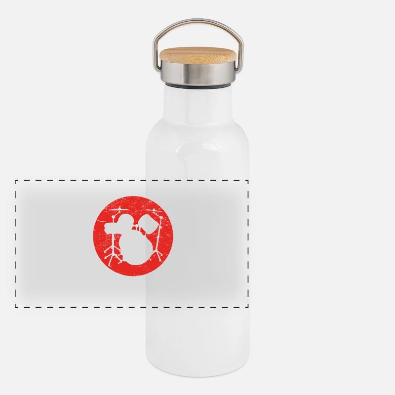 Geschenk DRUMMER SCHLAGZEUG drums Panorama Thermosflasche mit Bambusdeckel