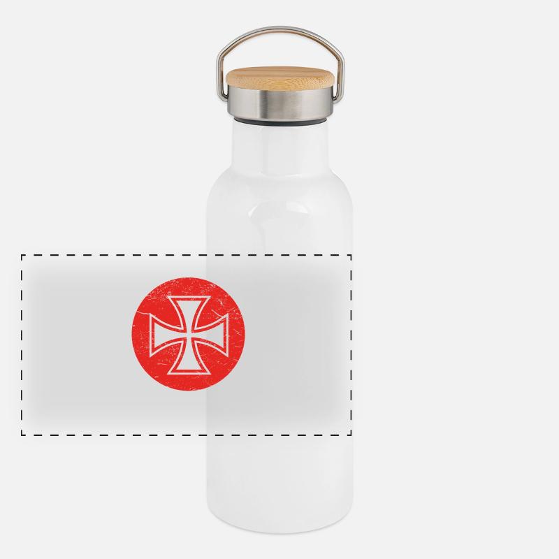 Geschenk iron cross eisernes kreuz biker rocker bi Panorama Thermosflasche mit Bambusdeckel