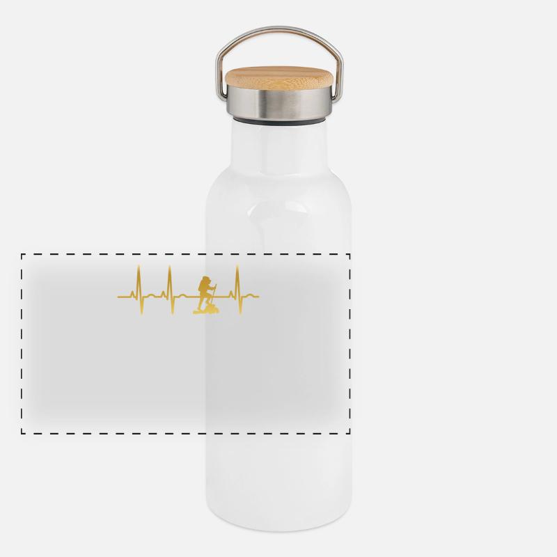 evolution ekg heartbeat wandern hike hiking Panorama Thermosflasche mit Bambusdeckel
