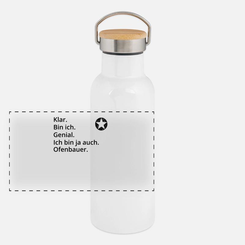 Geschenk Profi Genial Klug bin Ofenbauer Panorama Thermosflasche mit Bambusdeckel