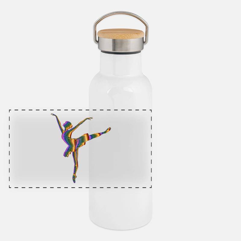 ballerina ballet dance dancer dance dancer yoga33 - Panoramic Thermal Bottle with Bamboo Lid - white