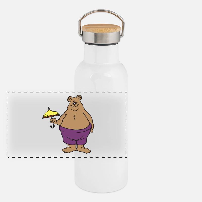 Ours maladroit Gourde isotherme avec bouchon en bambou