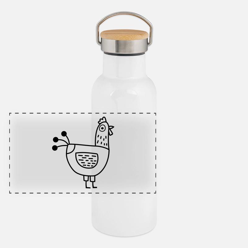 Huhn Panorama Thermosflasche mit Bambusdeckel
