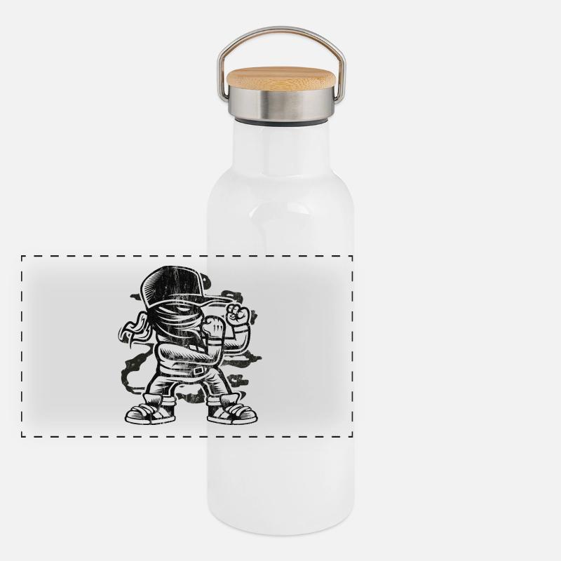FIGHTERS - Combattez motif cadeau de dessin animé comique Boxer Gourde isotherme avec bouchon en bambou